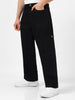 Men's Black Loose Baggy Fit Washed Cargo Jeans with 6 Pockets Non-Stretchable