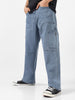 Men's Light Grey Loose Baggy Fit Washed Cargo Jeans with 6 Pockets Non-Stretchable