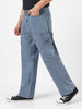 Men's Light Grey Loose Baggy Fit Washed Cargo Jeans with 6 Pockets Non-Stretchable
