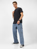 Men's Light Grey Loose Baggy Fit Washed Cargo Jeans with 6 Pockets Non-Stretchable