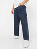 Men's Blue Loose Baggy Fit Washed Cargo Jeans with 6 Pockets Non-Stretchable