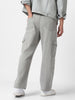 Men's Ice Grey Loose Fit Cargo Jeans with 6 Pockets Non-Stretchable
