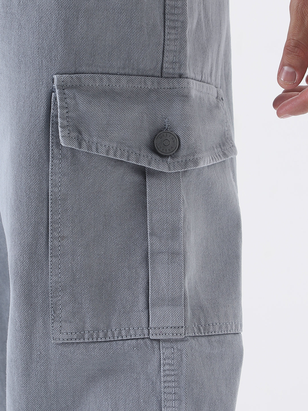 Men's Ice Grey Loose Fit Cargo Jeans with 6 Pockets Non-Stretchable