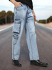 Men's Ice Blue Loose Baggy Fit Washed Cargo Jeans with 7 Pockets Non-Stretchable