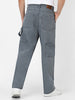 Men's Light Grey Loose Fit Cargo Carpenter Jeans With 6 Pockets Non-Stretchable