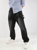 Men's Black Loose Fit Cargo Carpenter Jeans With 6 Pockets Non-Stretchable