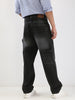 Men's Black Loose Fit Cargo Carpenter Jeans With 6 Pockets Non-Stretchable