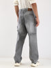 Men's Light Grey Loose Fit Cargo Carpenter Jeans With 6 Pockets Non-Stretchable
