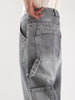 Men's Light Grey Loose Fit Cargo Carpenter Jeans With 6 Pockets Non-Stretchable