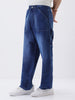 Men's Blue Loose Fit Cargo Carpenter Jeans With 6 Pockets Non-Stretchable