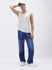 Men's Blue Loose Fit Cargo Carpenter Jeans With 6 Pockets Non-Stretchable