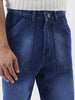 Men's Blue Loose Fit Cargo Carpenter Jeans With 6 Pockets Non-Stretchable