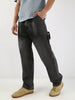 Men's Grey Loose Fit Cargo Carpenter Jeans With 6 Pockets Non-Stretchable