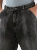 Men's Grey Loose Fit Cargo Carpenter Jeans With 6 Pockets Non-Stretchable