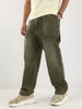 Men's Olive Loose Fit Cargo Carpenter Jeans With 6 Pockets Non-Stretchable
