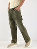 Men's Olive Loose Fit Cargo Carpenter Jeans With 6 Pockets Non-Stretchable