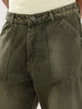 Men's Olive Loose Fit Cargo Carpenter Jeans With 6 Pockets Non-Stretchable