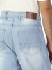 Men's Ice Blue Loose Baggy Fit Washed Distressed/Torn Jeans Non-Stretchable
