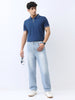 Men's Ice Blue Loose Baggy Fit Washed Jeans Non-Stretchable