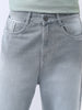 Men's Light Grey Loose Baggy Fit Washed Jeans Non-Stretchable