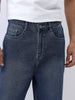 Men's Blue Loose Baggy Fit Washed Jeans Non-Stretchable