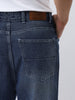 Men's Blue Loose Baggy Fit Washed Jeans Non-Stretchable
