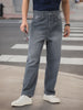 Men's Grey Loose Baggy Fit Washed Jeans Non-Stretchable