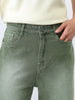 Men's Olive Loose Baggy Fit Washed Jeans Non-Stretchable