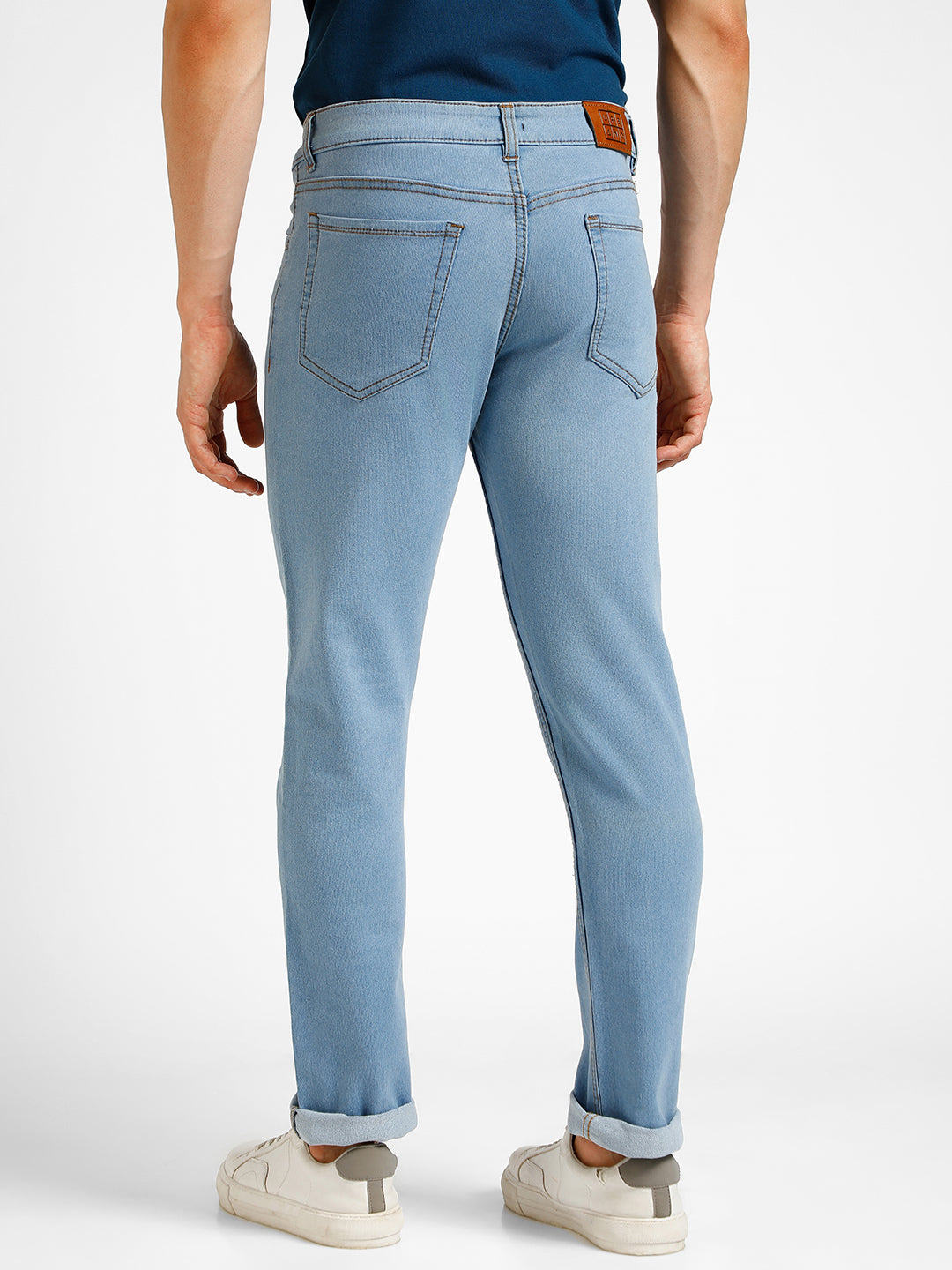 Men's Light Blue Slim Fit Washed Jeans Stretchable