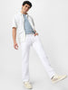 Men's White Regular Fit Washed Jeans Stretchable