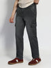 Men's Grey Regular Fit Washed Cargo Jeans With 6 Pockets Stretchable