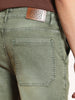 Men's Olive Green Regular Fit Washed Cargo Jeans With 6 Pockets Stretchable