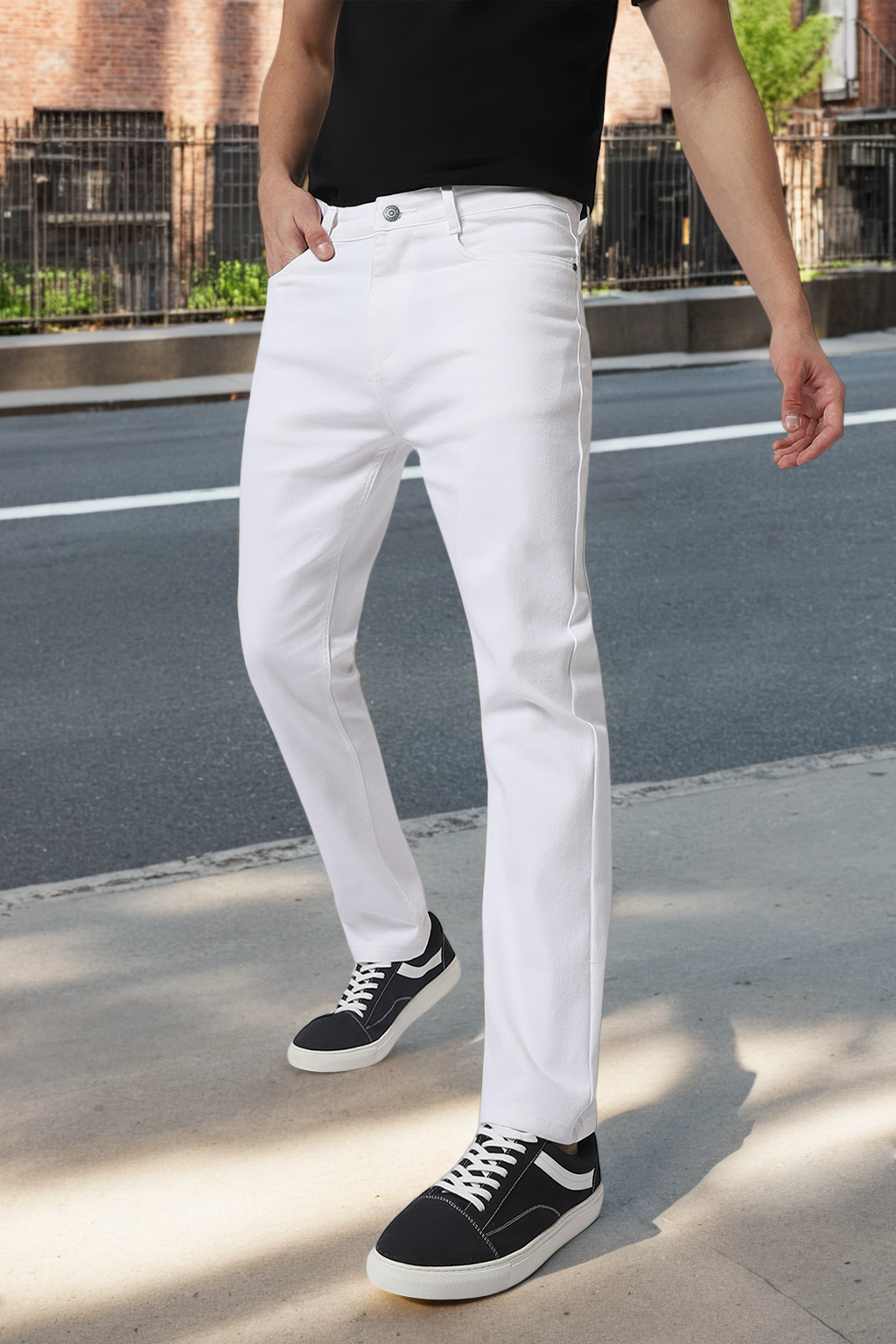 White Slim Fit Stretch Jeans for Men