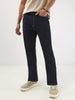 Men's Dark Blue Straight Fit Washed Jeans Stretchable