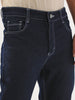 Men's Dark Blue Straight Fit Washed Jeans Stretchable