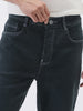 Men's Dark Grey Straight Fit Washed Jeans Stretchable