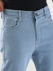 Men's Ice Blue Straight Fit Washed Jeans Stretchable