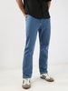 Men's Light Blue Straight Fit Washed Jeans Stretchable