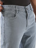 Men's Light Grey Straight Fit Washed Jeans Stretchable