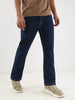 Men's Blue Straight Fit Washed Jeans Stretchable