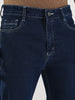 Men's Blue Straight Fit Washed Jeans Stretchable