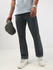 Men's Grey Straight Fit Washed Jeans Stretchable