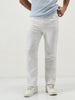 Men's White Straight Fit Washed Jeans Stretchable