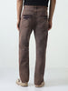 Men's Light Brown Straight Fit Heavy Washed Jeans Stretchable