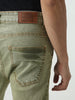 Men's Light Green Straight Fit Heavy Washed Jeans Stretchable