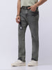 Men's Light Grey Straight Fit Heavy Washed Jeans Stretchable