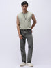 Men's Light Grey Straight Fit Heavy Washed Jeans Stretchable