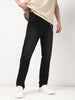 Men's Black Straight Fit Washed Jeans Stretchable