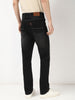 Men's Black Straight Fit Washed Jeans Stretchable