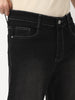 Men's Black Straight Fit Washed Jeans Stretchable